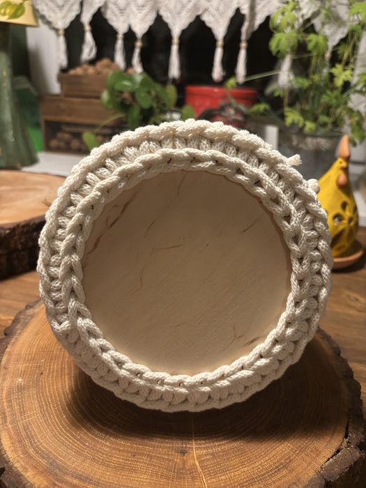 Koszyczek wielkanocny ze sznurka handmade kolor ecru / kremowy
