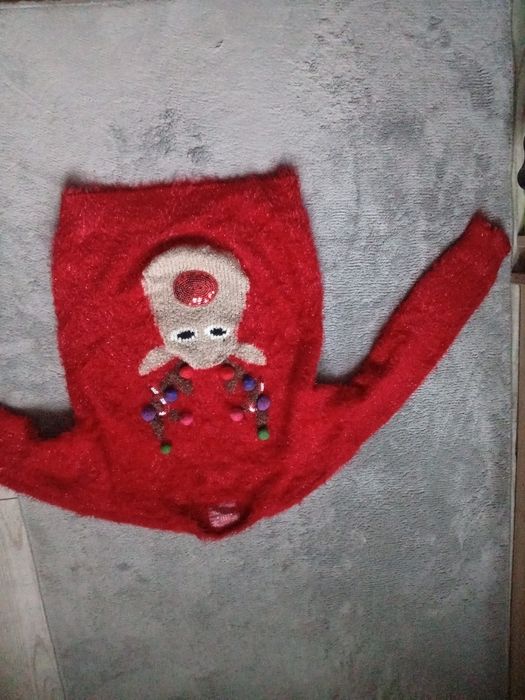 świąteczny sweter z reniferem, włochaty miękki 146
