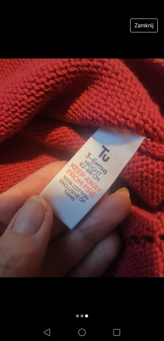Dzianinowa sukienka dla dziewczynki 68