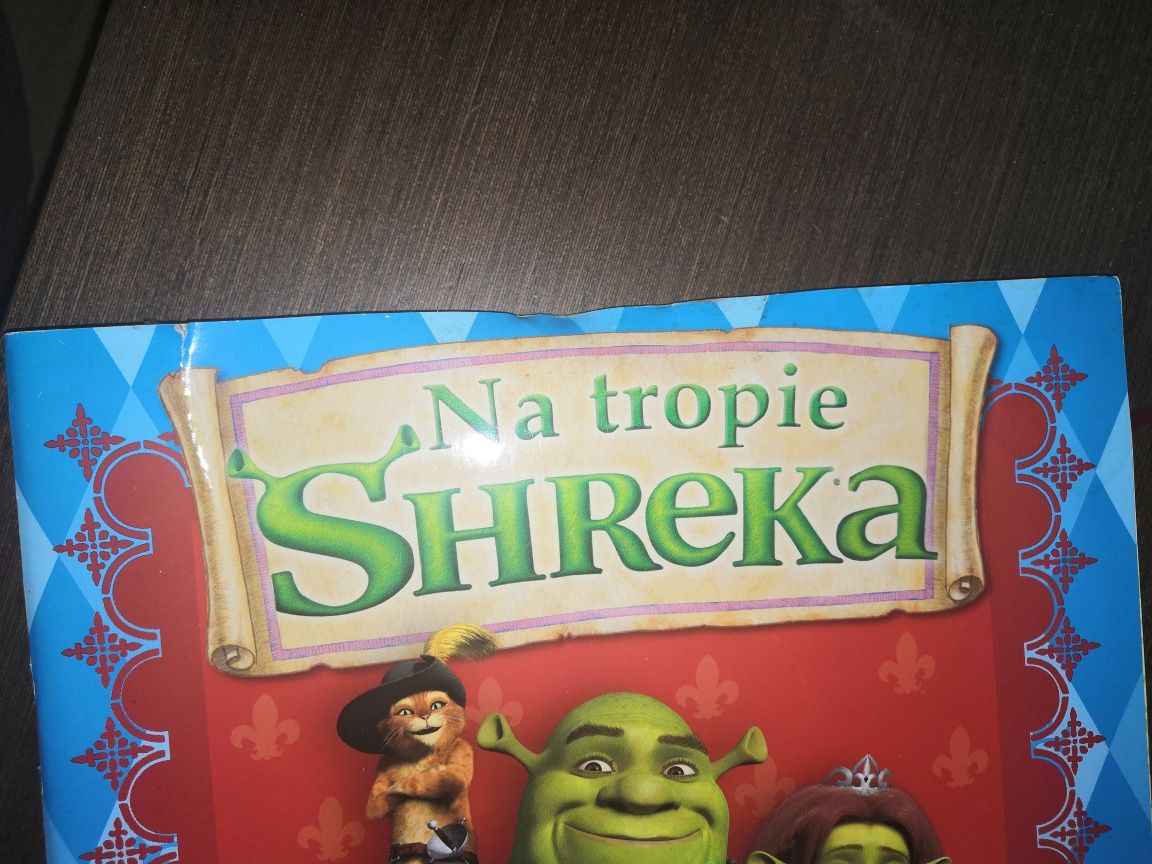 SHREK medaliony amulety, album na naklejki, gazetki