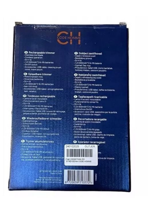 Акумуляторний тример Code Homme чорний