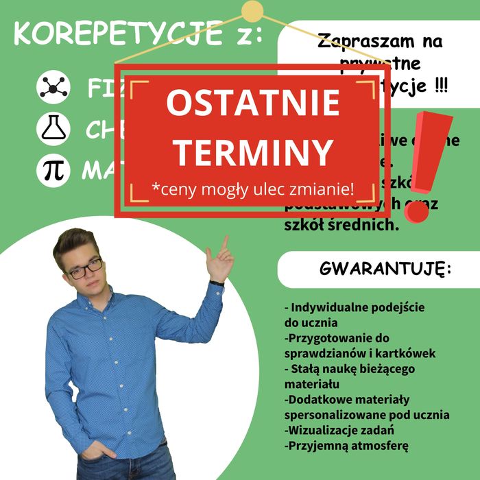Fizyka / Matematyka / Chemia - korepetycje szkoła podstawowa i średnia