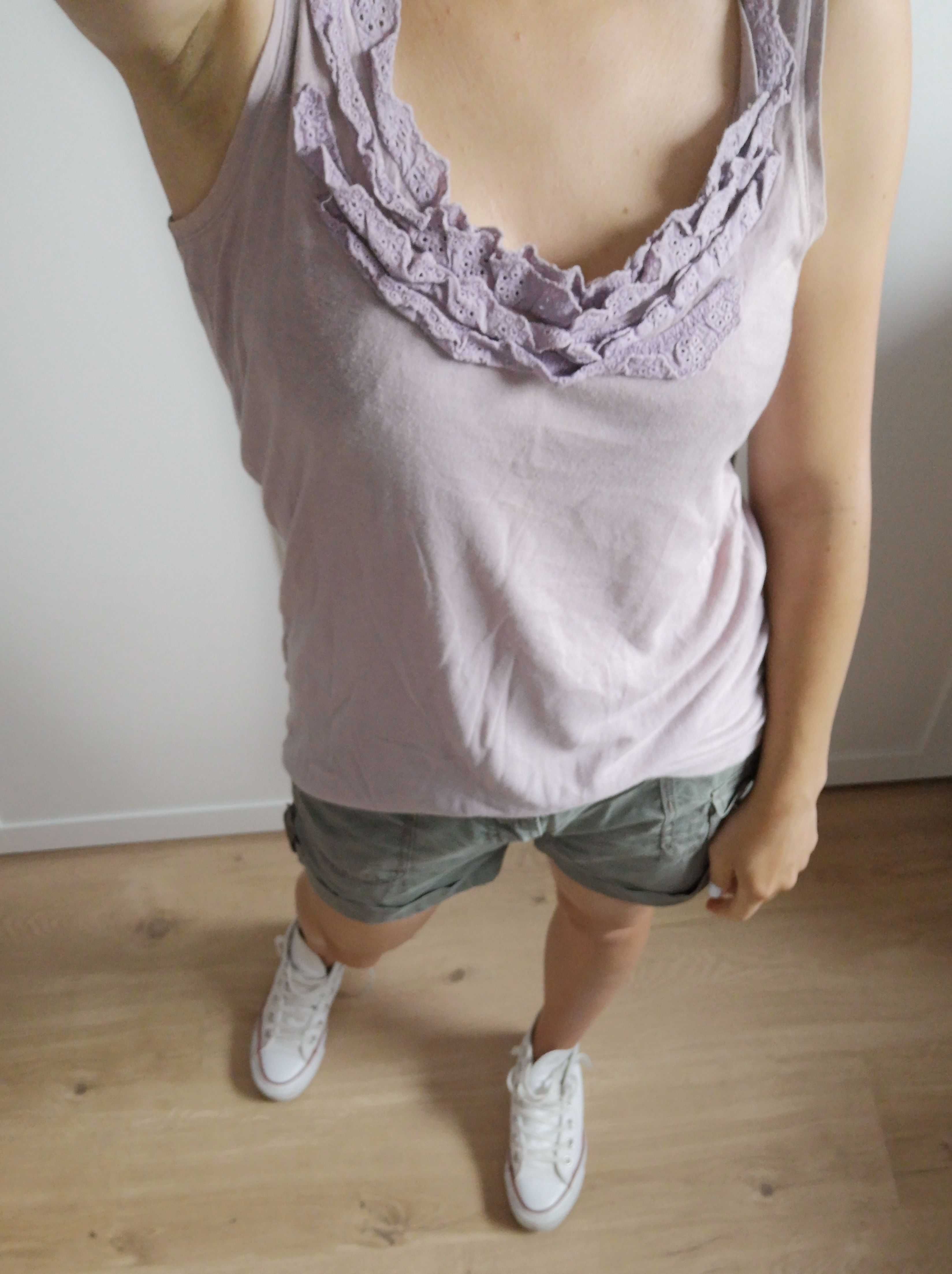 H&M bluzka top brudny fiolet lato 36/S