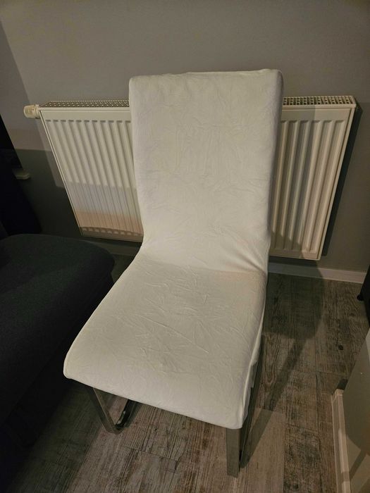 Pokrowce na krzesła miękkie welurowe białe 4 sztuki komplet
