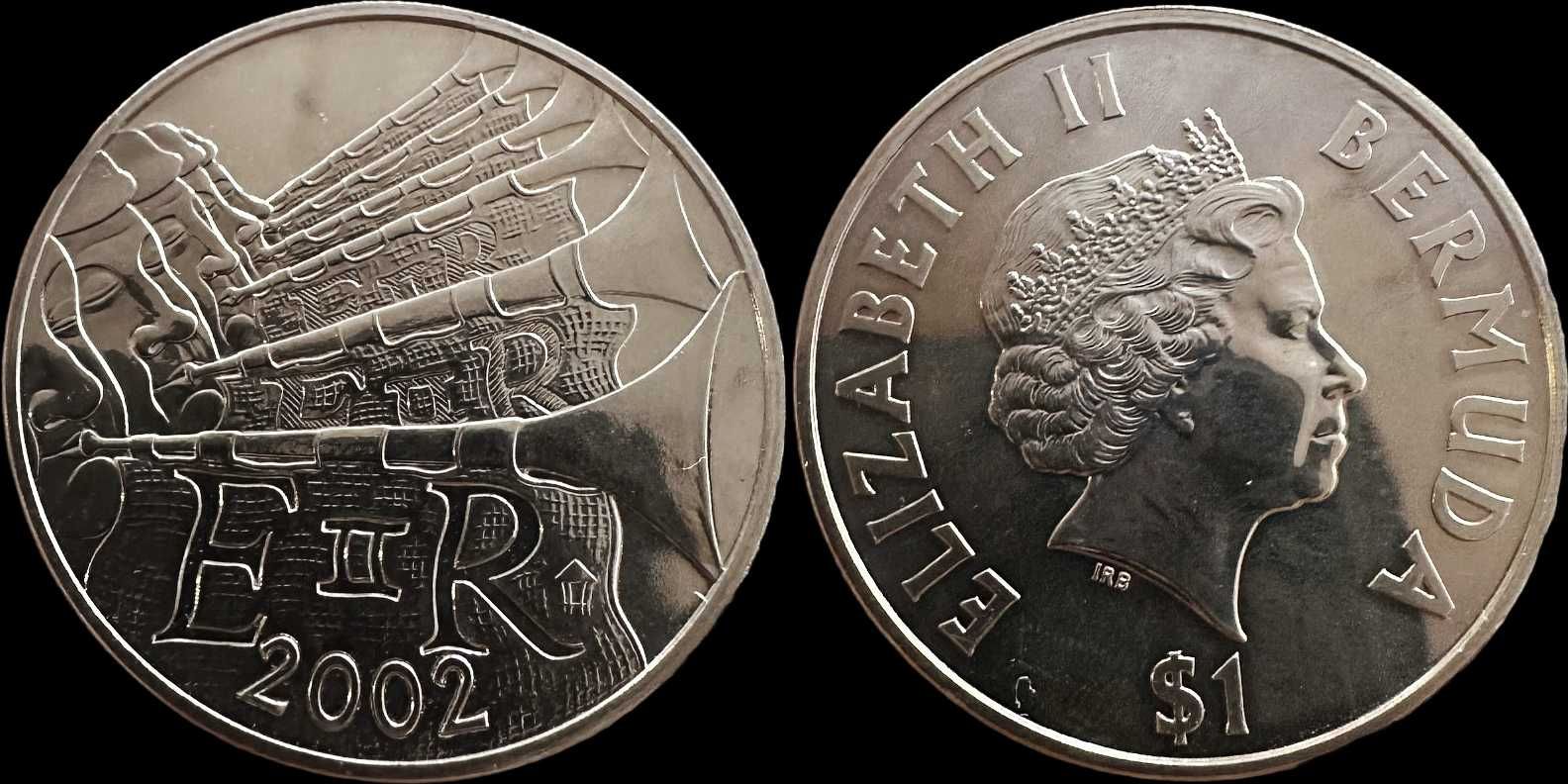 Moeda de 1 Dollar - 2002 - Bermuda - Ascensão da Rainha Elizabeth II
