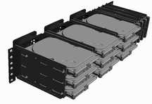 Uchwyt na dyski do szafy RACK 19 cali. 9 x HDD + 4 x SSD , 3 x FAN 80
