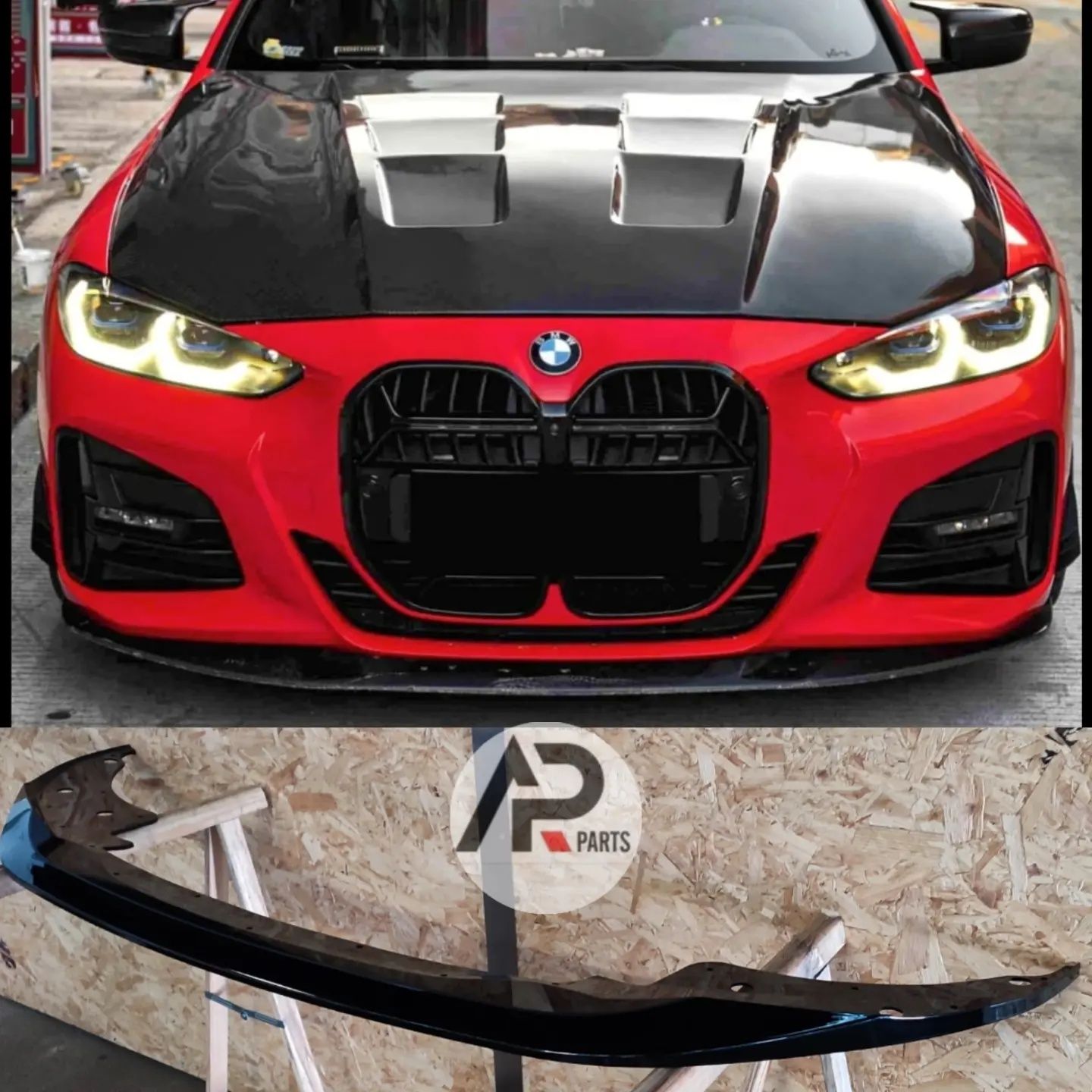 BMW G22 G23 Lip Aba Lamina Frontal Mperformance preto brilhante