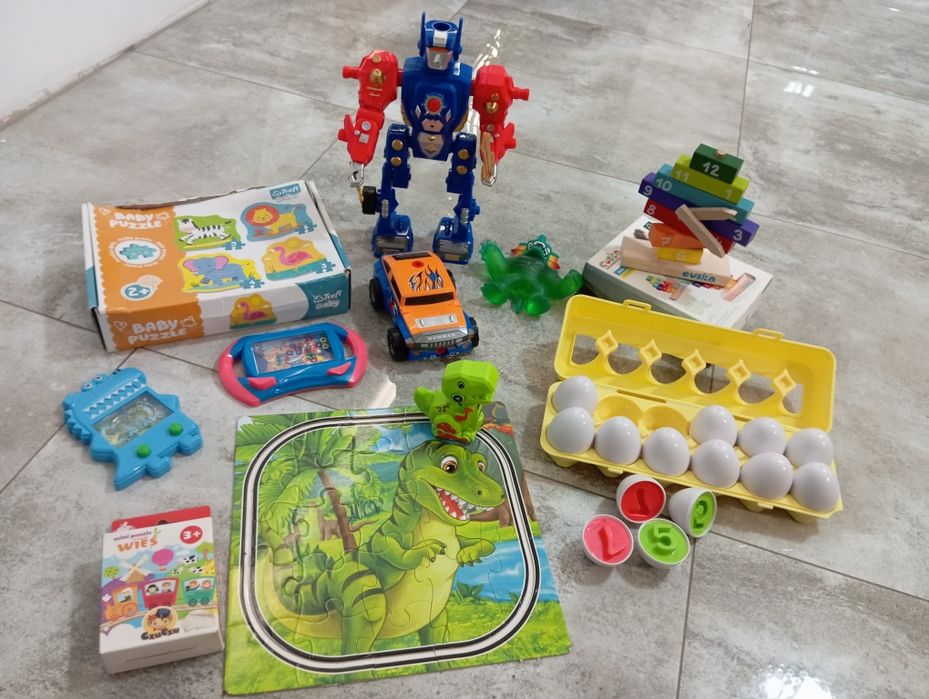 Zabawki edukacyjne montessori, układanka drewniana zegar, puzzle