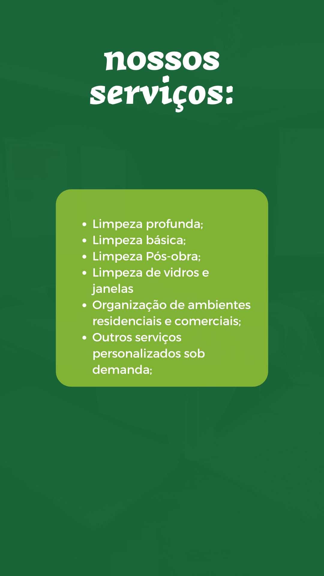 Serviços de limpeza doméstica, alojamento local e de escritórios