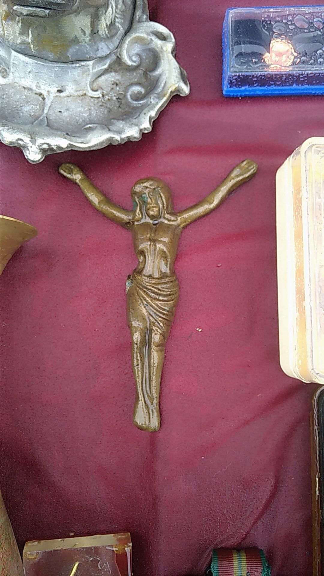 Распятие бронза латунь, чеканка Иисус