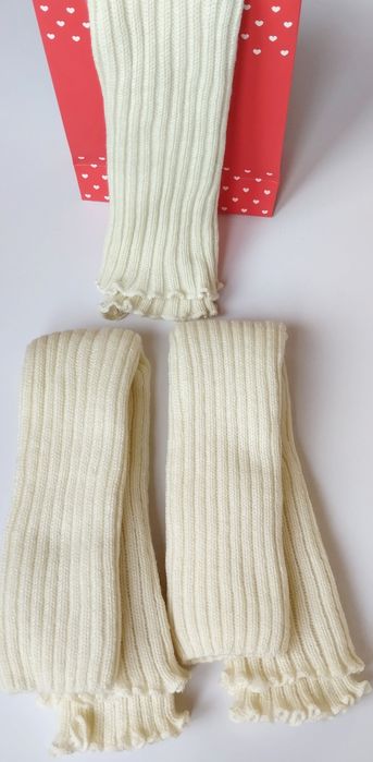 Гетри молочні в рубчик з вовни теплі