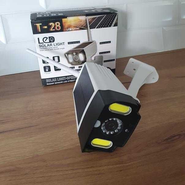 Kamera monitoringu atrapa z lampą led 2w1 czujnik ruchu 20w led cob