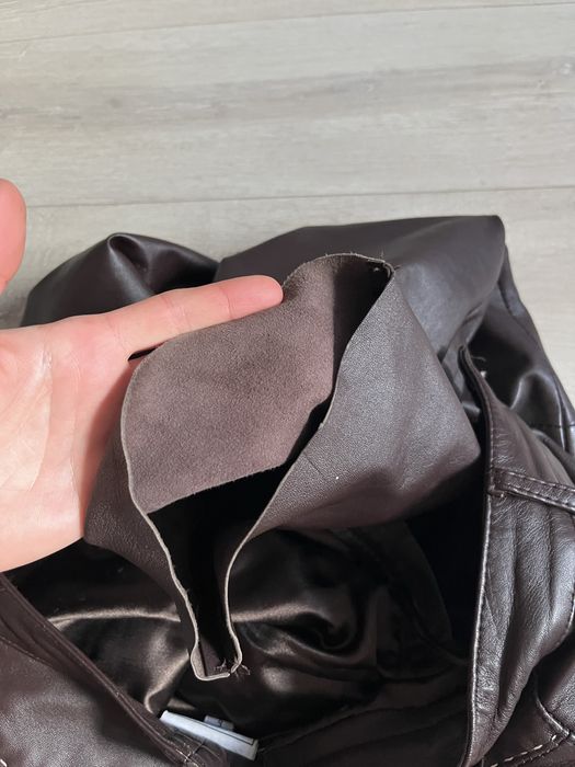 Шкіряні брюки штани прямого крою натуральна шкіра шоколадного