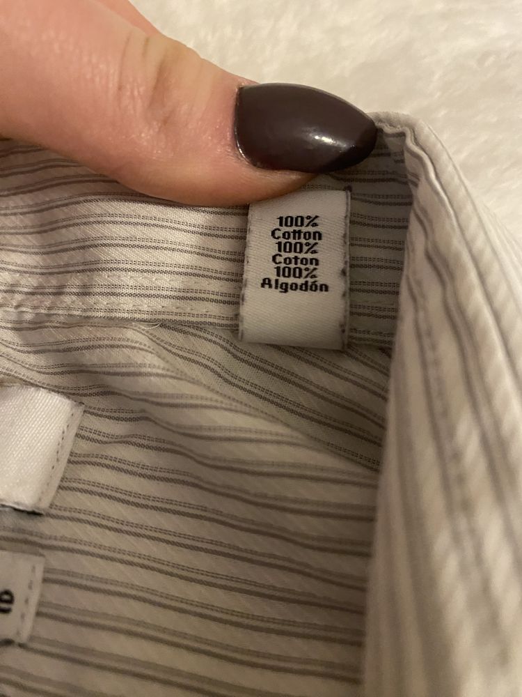 Koszula w paski biała szara L calvin klein