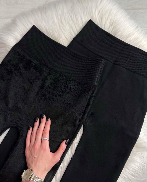 Жіночі лосини на хутрі зимові чорні S-6XL термо лосины на меху зимние