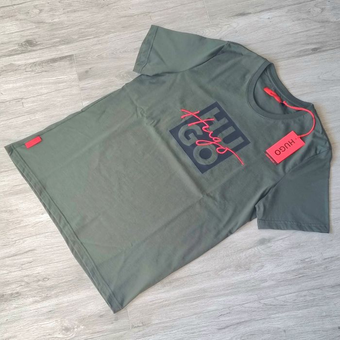 Комфортна та стильна чоловіча футболка Hugo Boss кольору хакі (XL)