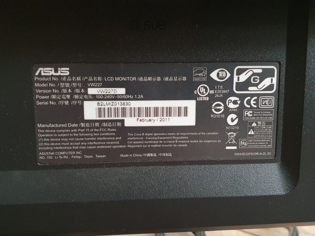 Monitor LCD Asus VW227D