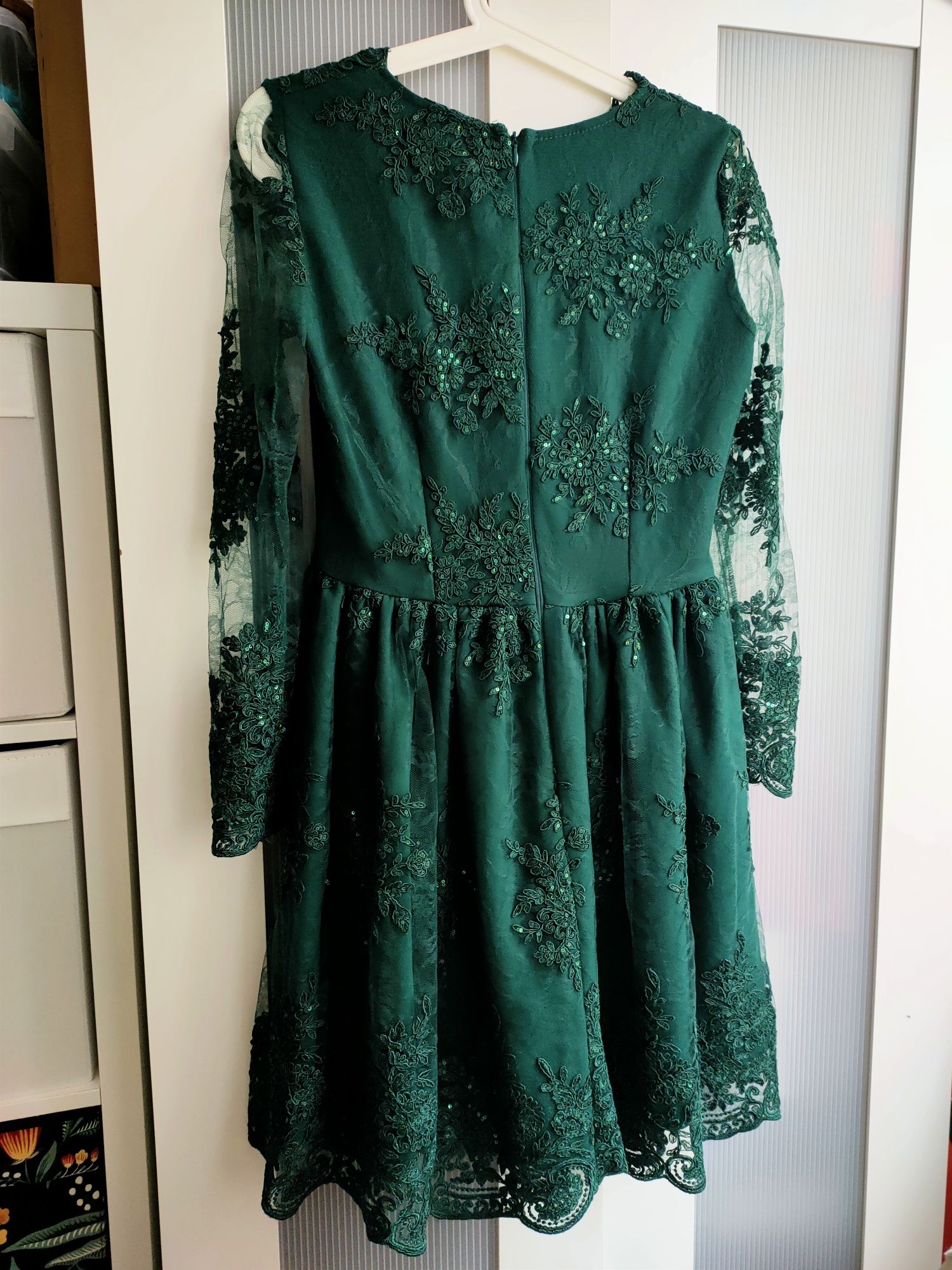 Emo sukienka wieczorowa amelia butelkowa zieleń M 38