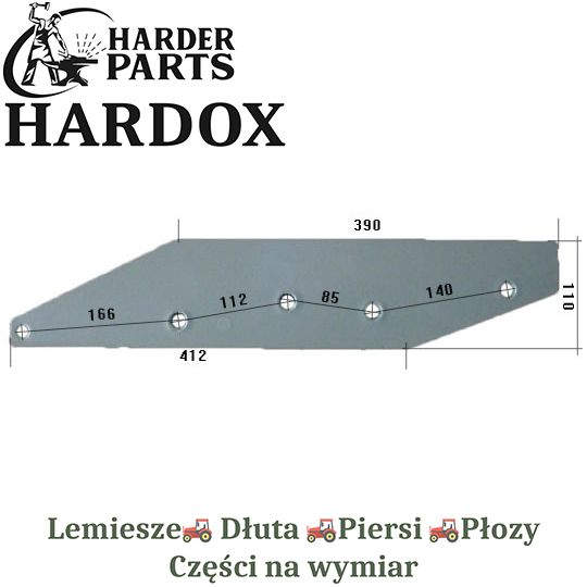 Płoza długa Fenet HARDOX 8102/P części do pługa 2X lepsze niż Borowe