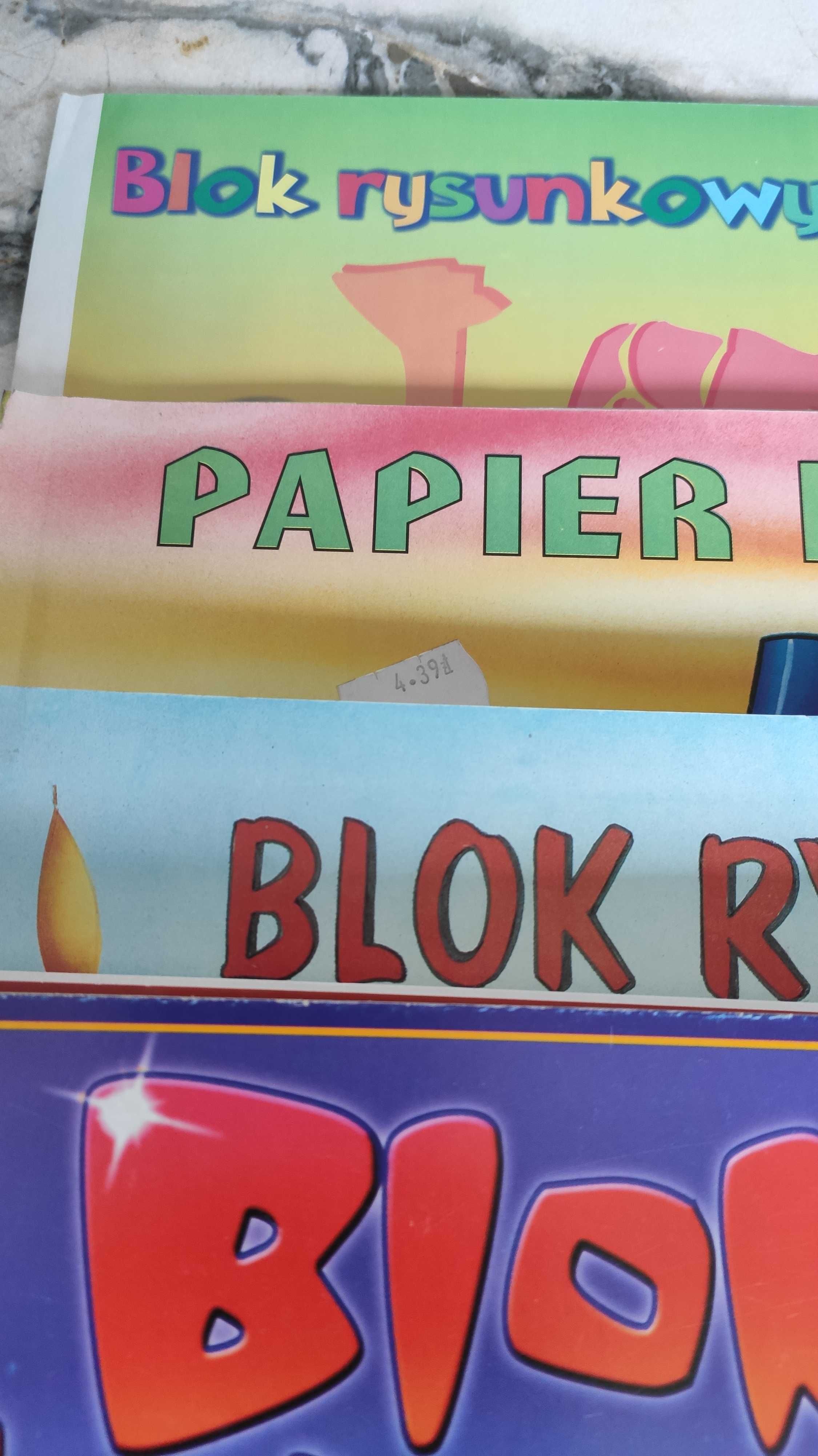 Bloki A4 techniczne, rysunkowe, białe i kolorowe i inne