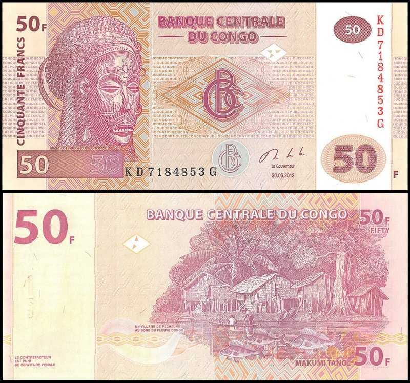 KONGO - 50 Frankow - polimerowy banknot , UNC