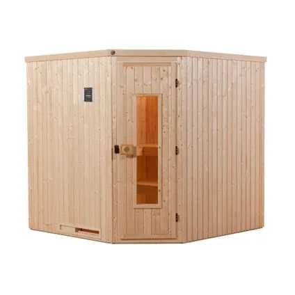 Narożna Sauna FIŃSKA SUCHA Weka Varberg3 BioS Ławki PIEC 7,5Kw  2-6os