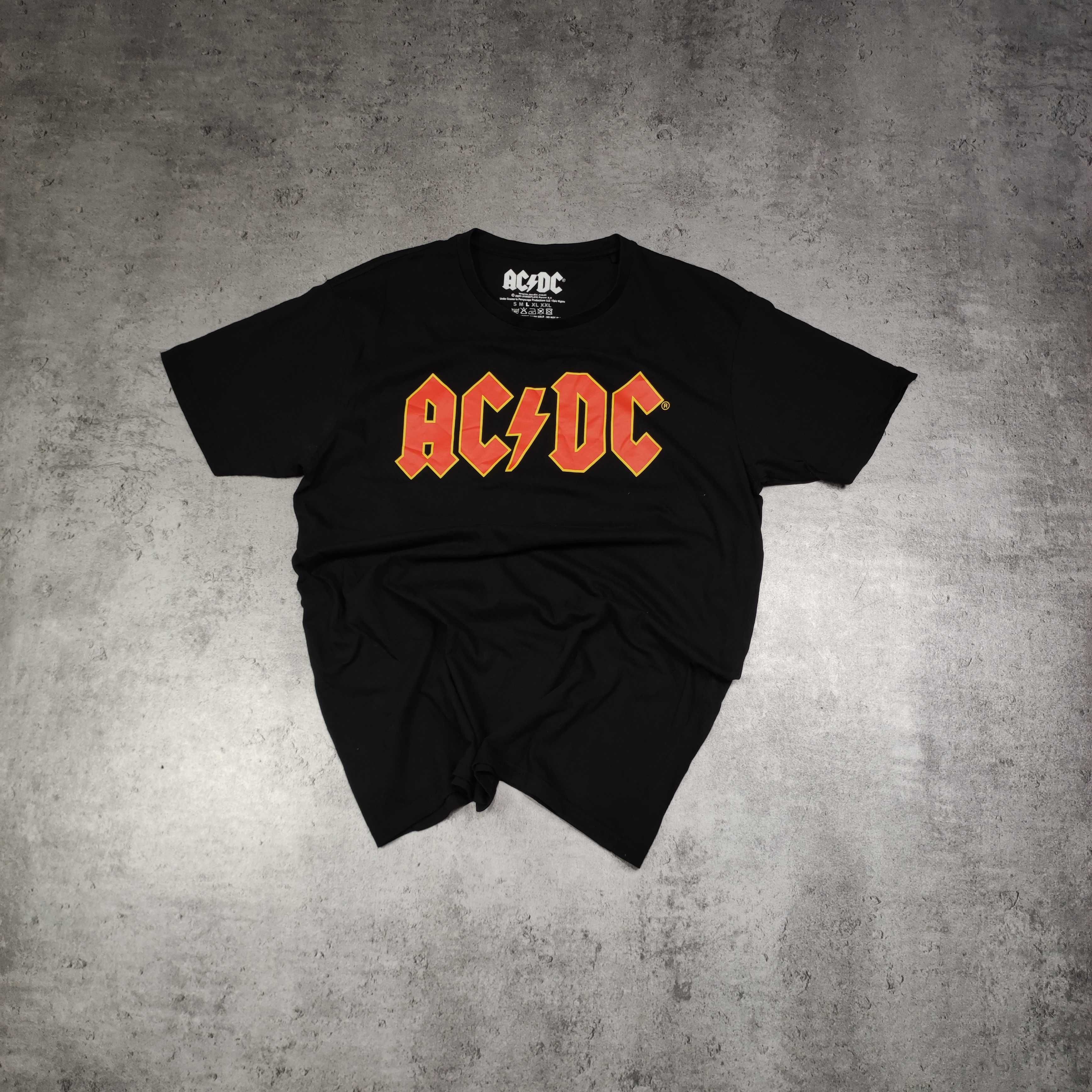 MĘSKA Koszulka z Grafiką Zespołu ACDC Rock Metal Czarna Oficjalna