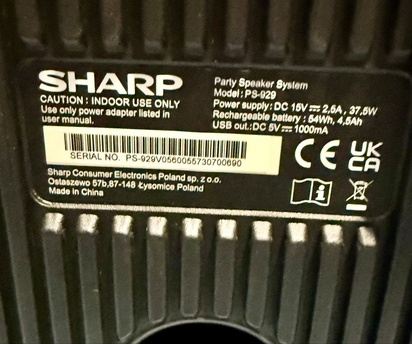 Sharp głośnik bluetooth, party box, mocny.