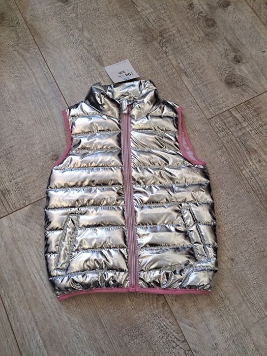 Bezrękawnik/ kamizelka dziewczęca,  srebrna - rozm 104