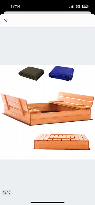 Duża piaskownica drewniana impregnowana 120x120 Polski producent