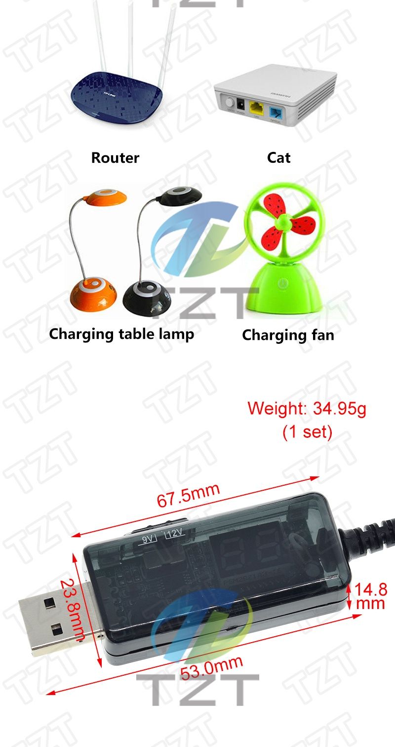 Кабель USB-DC для роутера 9V/12V з перемикачем від повербанка