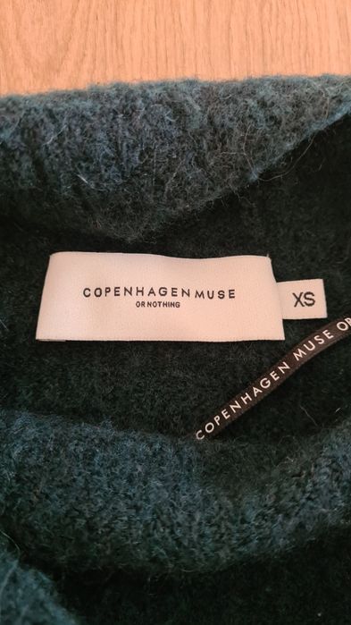 Golf Wełna, Alpaka. Butelkowa zieleń. Szerokie rękawy.  Rozmiar M S XS