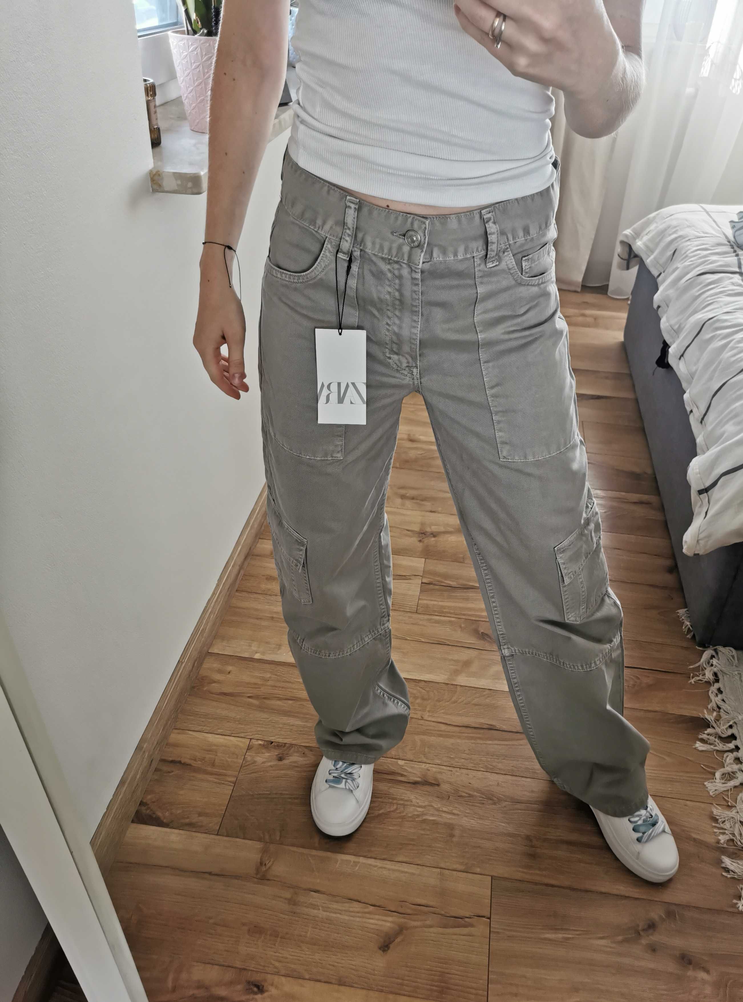 Spodnie cargo szare ZARA 34