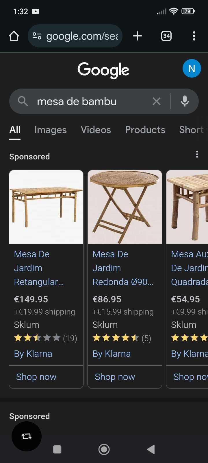 Mesa de jantar em bambu e 4 cadeiras (Sklum)