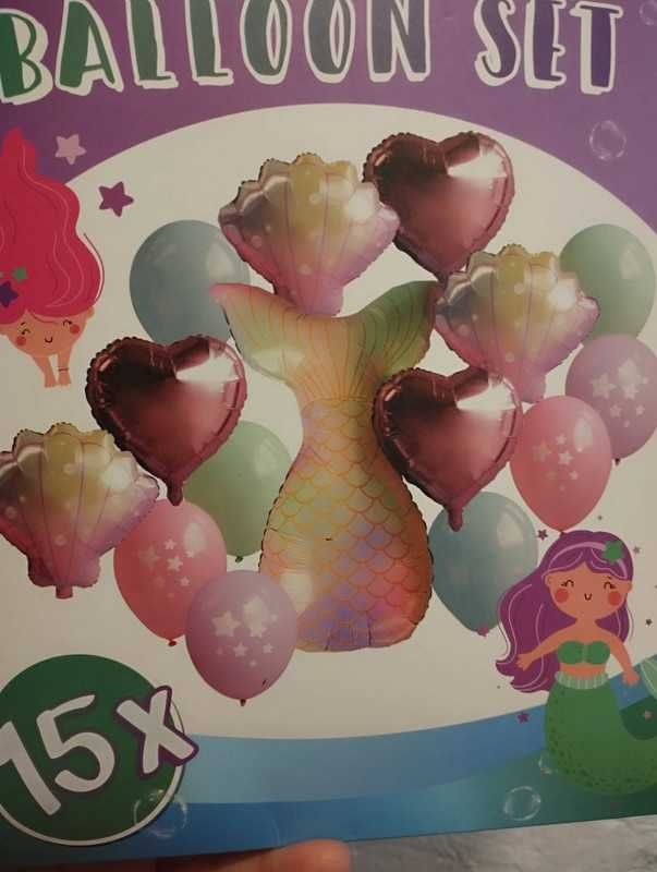 balony nowe zestaw duzy syrena syrenka muszle foliowe cyfra sukienka