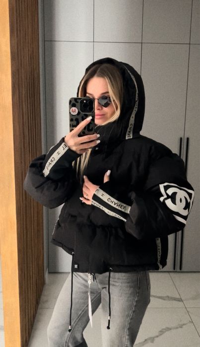 Зимова куртка пуховик біо пух шанель біла і чорна С,М,Л