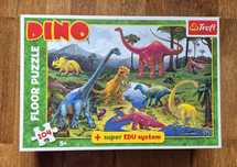 Puzzle podłogowe Trefl, 104 elementy, dinozaury, stan bardzo dobry