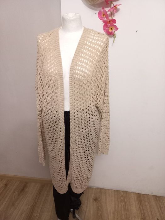 Sztos kardigan azurkowy długi beżowy