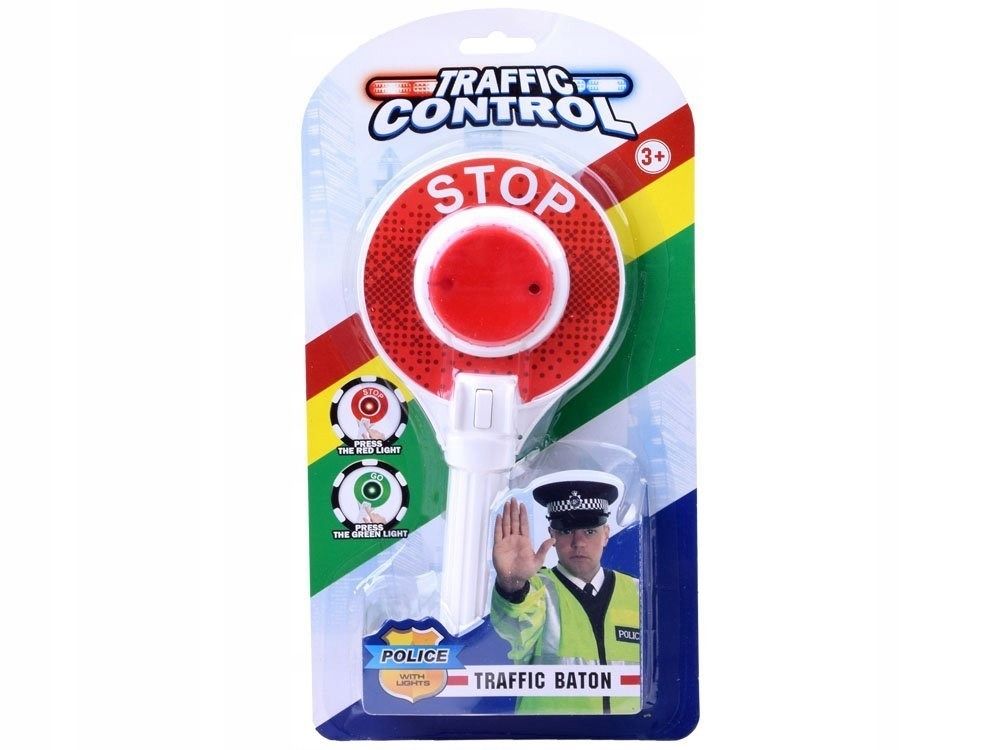 Policyjny Lizak Znak Kontrola Ruchu Drogi Świało
