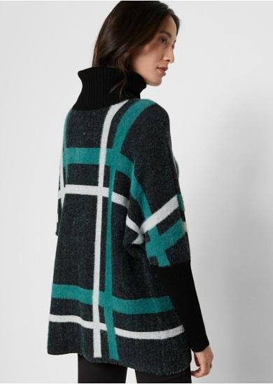 B.P.C sweter z golfem w kratę modny 36/38.