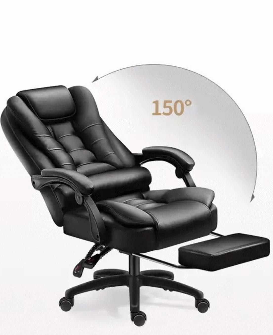Fotel obrotowy czarny z podnóżkiem eko krzesło PREMIUM‼️ Gwarancja PL