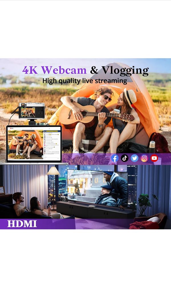 4K Digital Camera Auto Focus 48MP Vlogging Video for YouTube