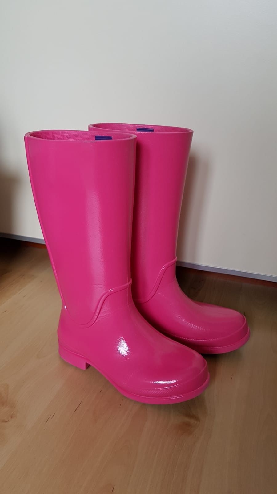 Wysokie różowe kalosze crocs Wellie Rain Boot J1 W3 32-33