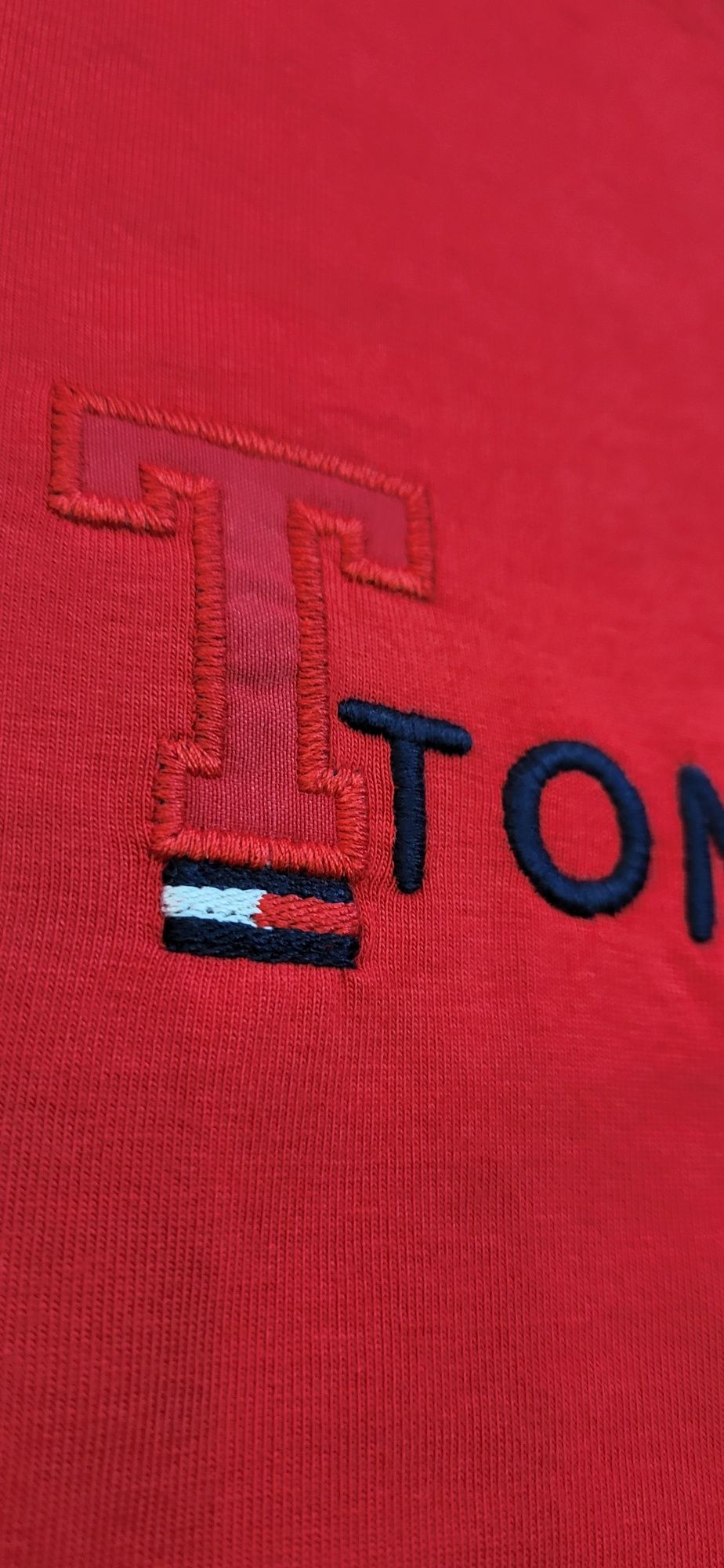 TH Tommy 2 koszulki męskie t-shirt czerwona granat L premium