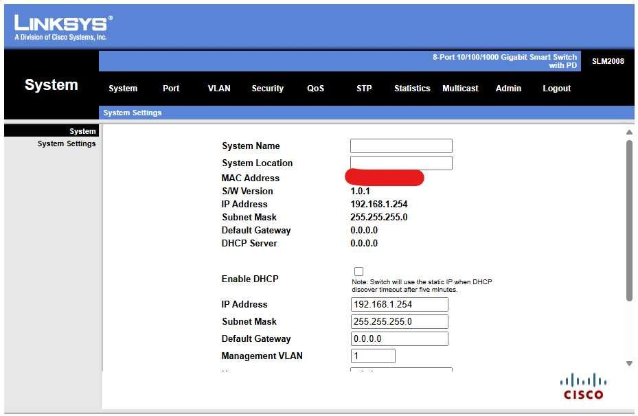 8 portowy gigabit smart switch Linksys SLM2008 PD