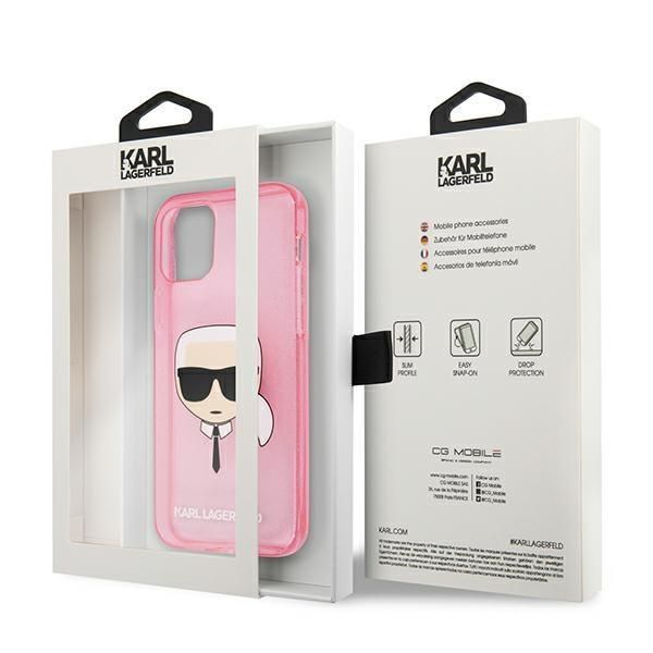 Etui Karl Lagerfeld Karl's Head iPhone 13 Mini Różowe Brokatowe