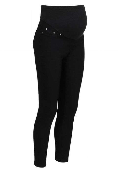 Spodnie ciążowe Boohoo 42 XL czarne skinny elastyczne jeans