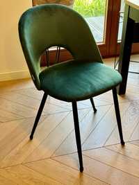Krzesła welurowe, butelkowa zieleń - 4 sztuki