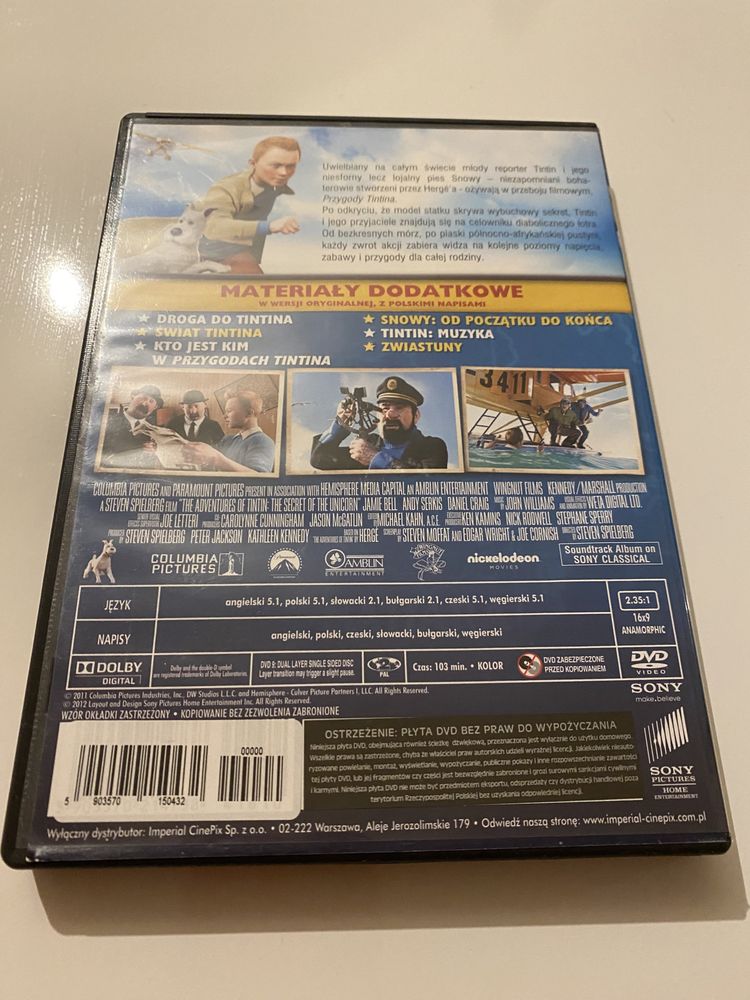 Film DVD Przygody Tintina