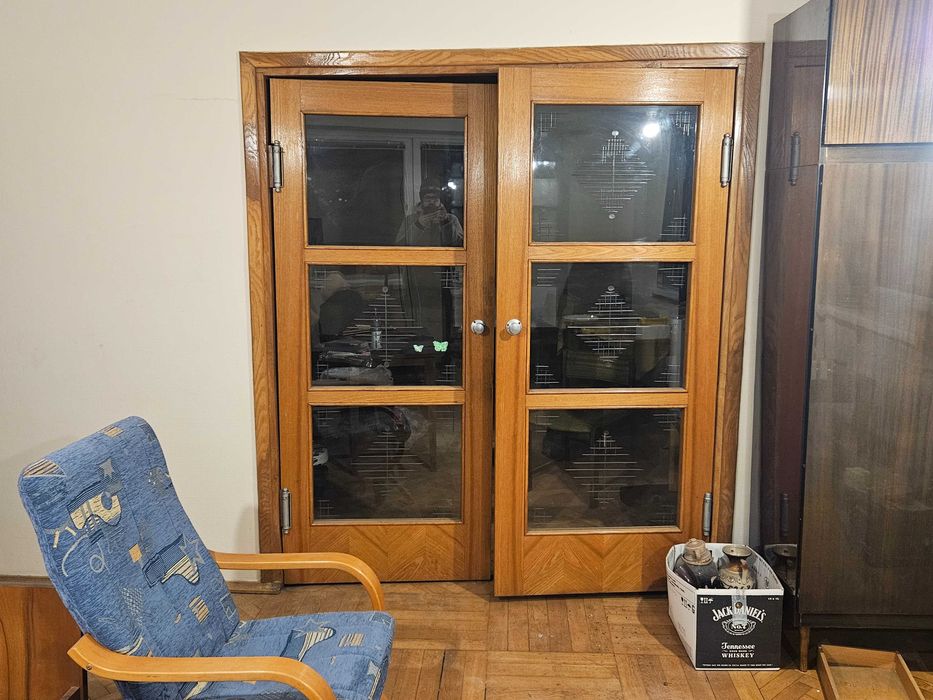 Drzwi wewnętrzne wahadłowe dwuskrzydłowe drewniane retro